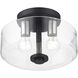 Whitworth 2 Light 12.25 inch Black with Brushed Nickel Accents Semi-Flush Ceiling Light