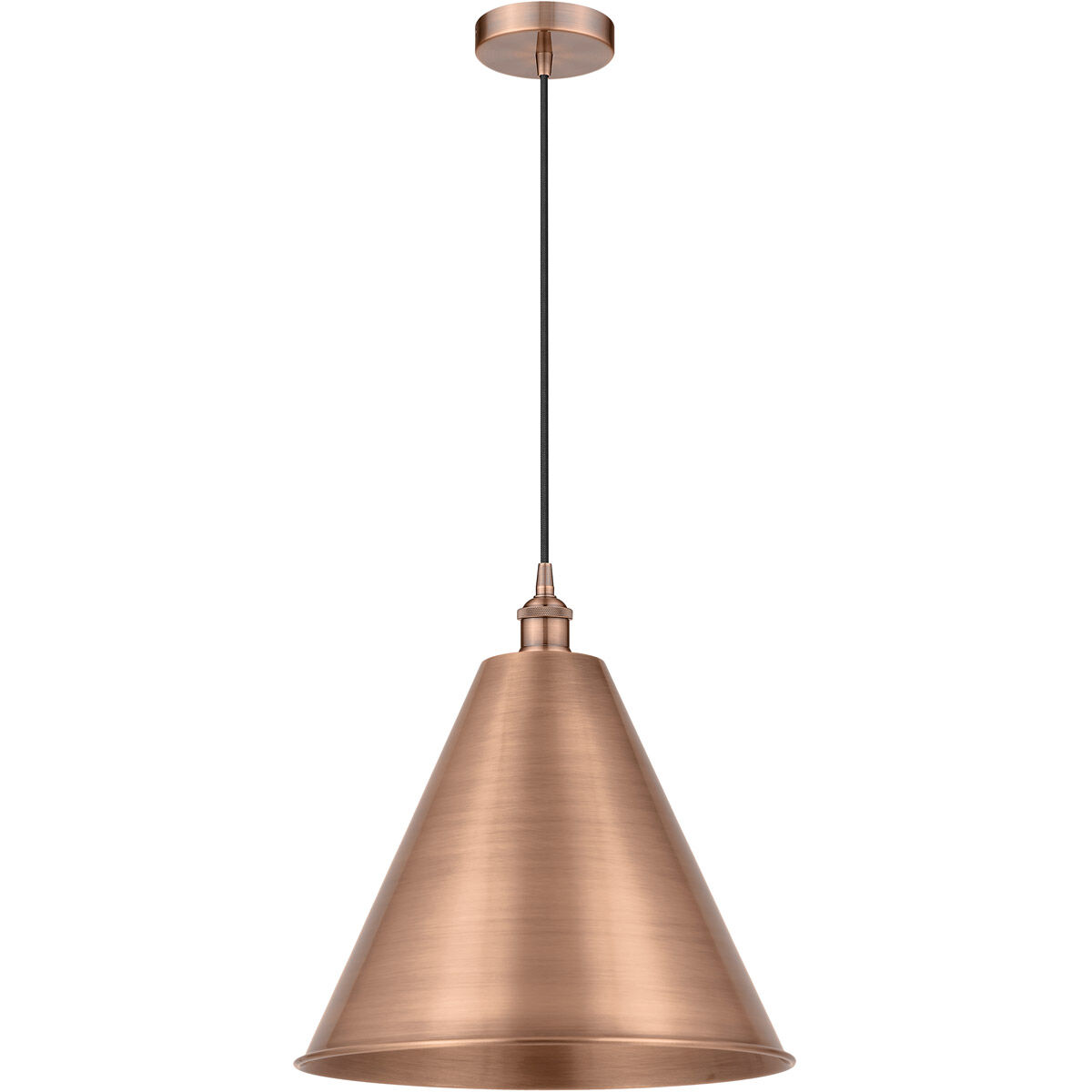 Edison Cone 1 Light 16 inch Antique Copper Mini Pendant Ceiling Light