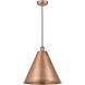 Edison Cone 1 Light 16 inch Antique Copper Mini Pendant Ceiling Light
