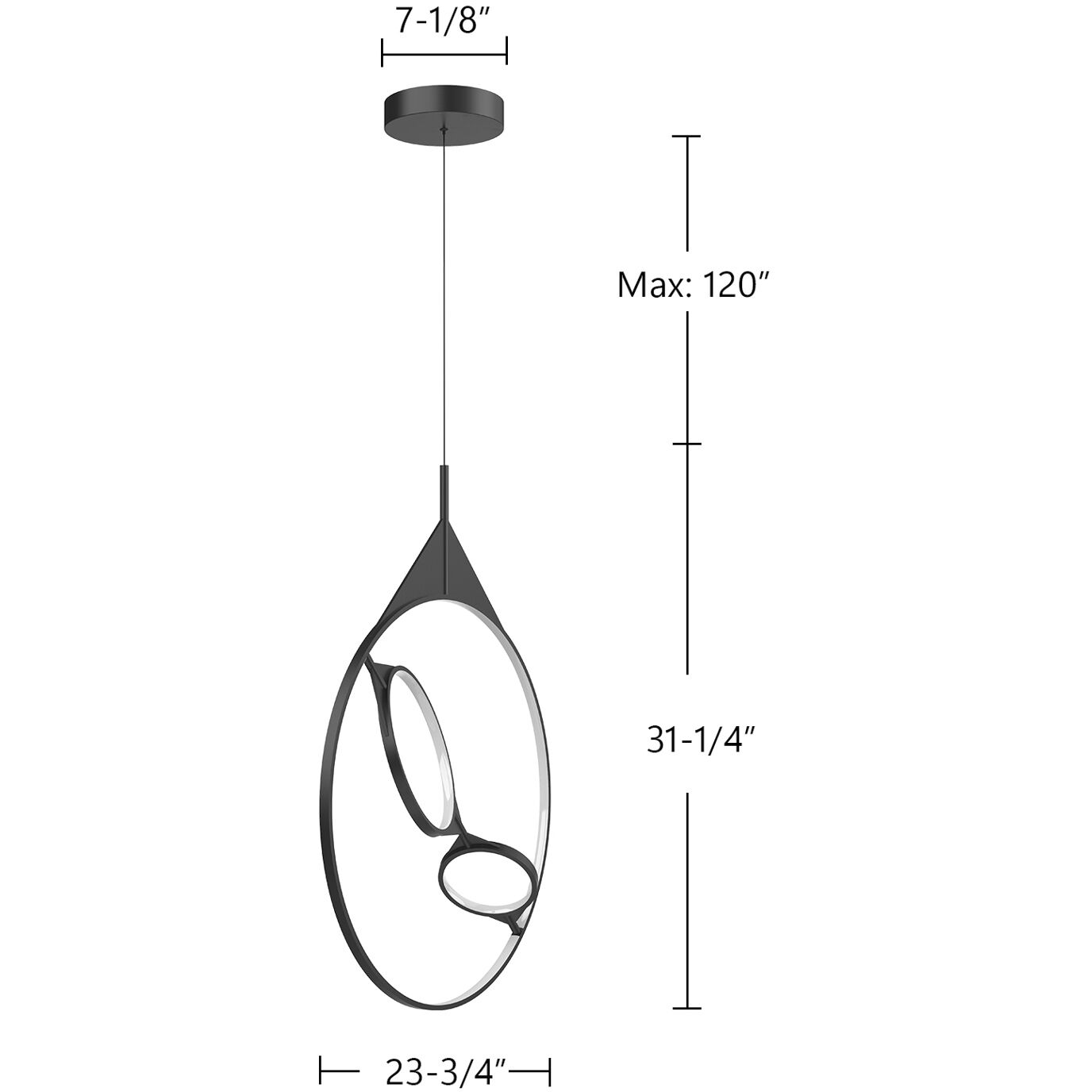 Serif LED 0.88 inch Black Pendant Ceiling Light