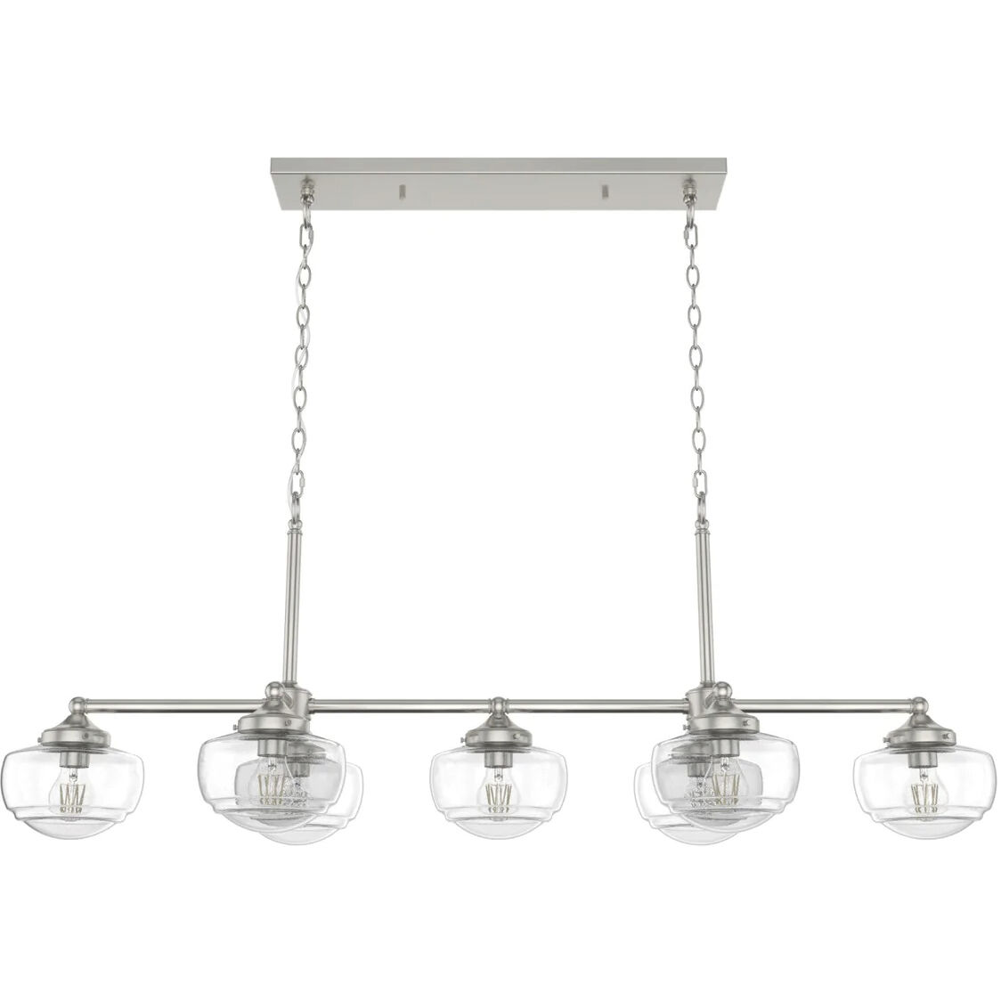 Saddle Creek 7 Light 52 inch Brushed Nickel Linear Chandelier Ceiling Light 