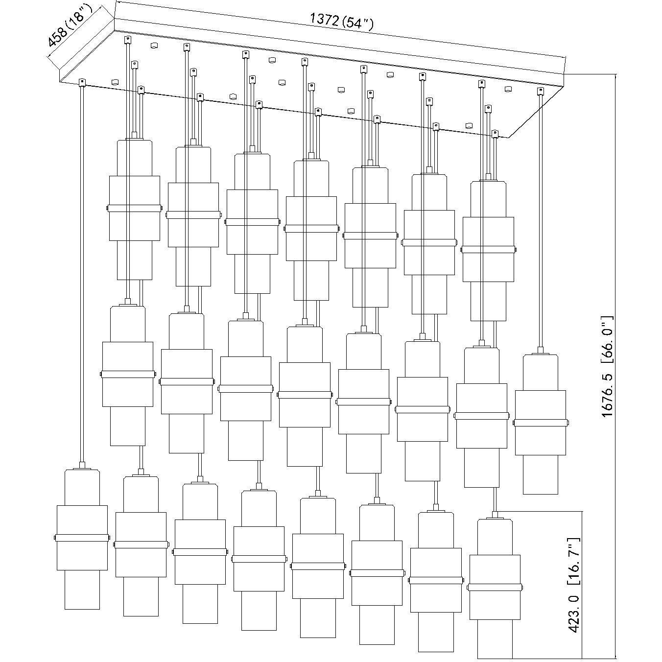 Cayden 23 Light 54 inch Modern Gold Linear Chandelier Ceiling Light