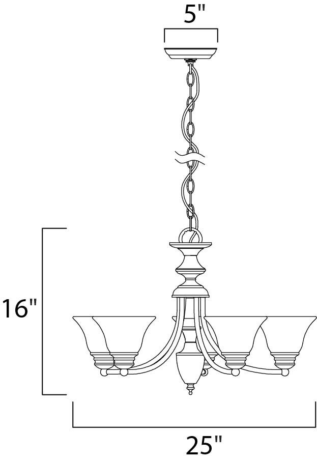 Malaga 5 Light 25 inch Satin Nickel Single-Tier Chandelier Ceiling Light in Frosted