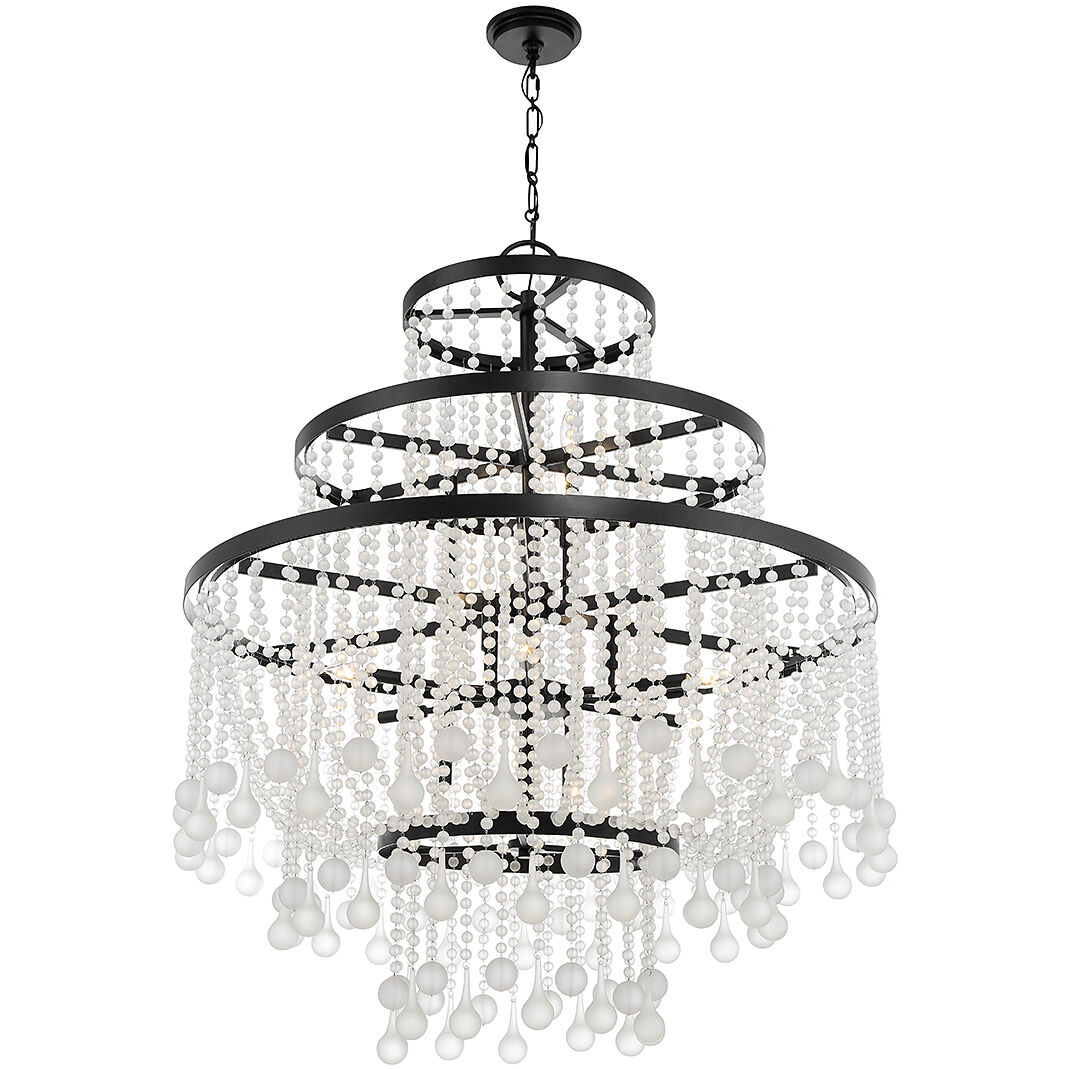 Luna 15 Light 45 inch Matte Black Chandelier Ceiling Light