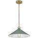 Milo LED 16 inch Lacquered Brass with Sage Green accents Pendant Ceiling Light