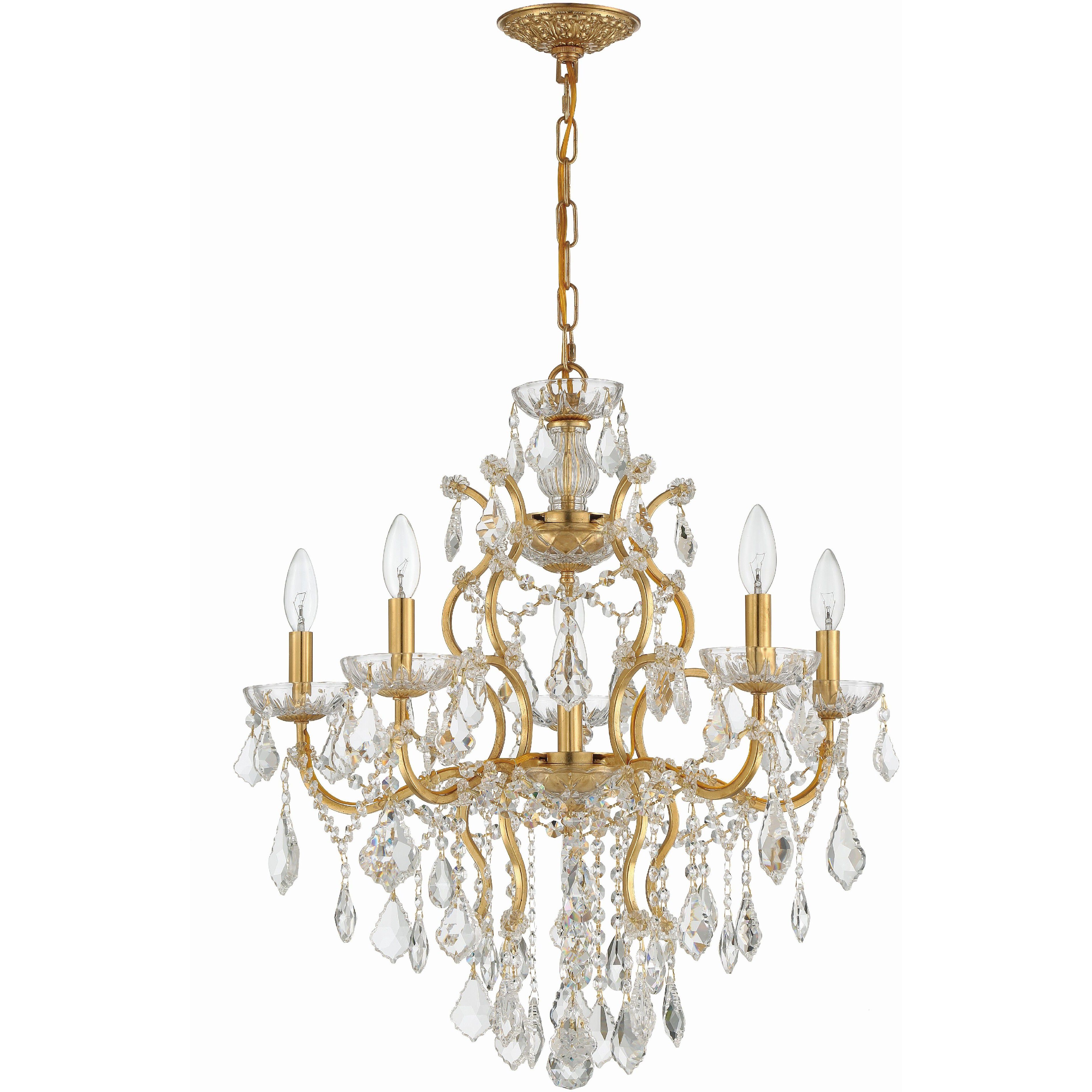 Filmore 6 Light 23 inch Antique Gold Chandelier Ceiling Light in Clear Hand Cut