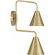 Modern 60.00 watt Natural Brass Adjustable Wall Sconce Wall Light