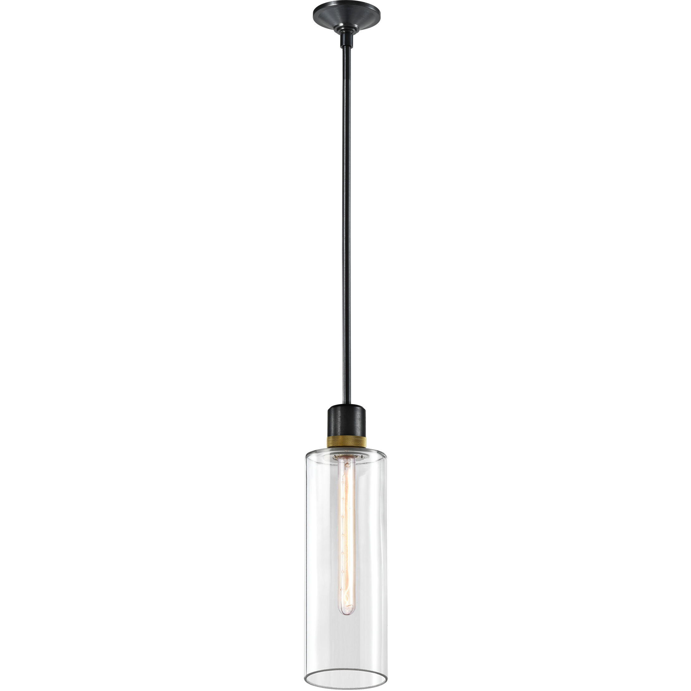 Zigrina 1 Light 5.88 inch Satin Brushed Black with Aged Brass Pendant Ceiling Light