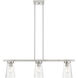 Cityview 3 Light 30 inch Brushed Nickel Linear Chandelier Ceiling Light