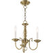 Williamsburgh 3 Light 14 inch Antique Brass Mini Chandelier Ceiling Light