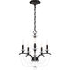 Priscilla 5 Light Black Chandelier Ceiling Light in Optic, Black Matte, Adjustable Height