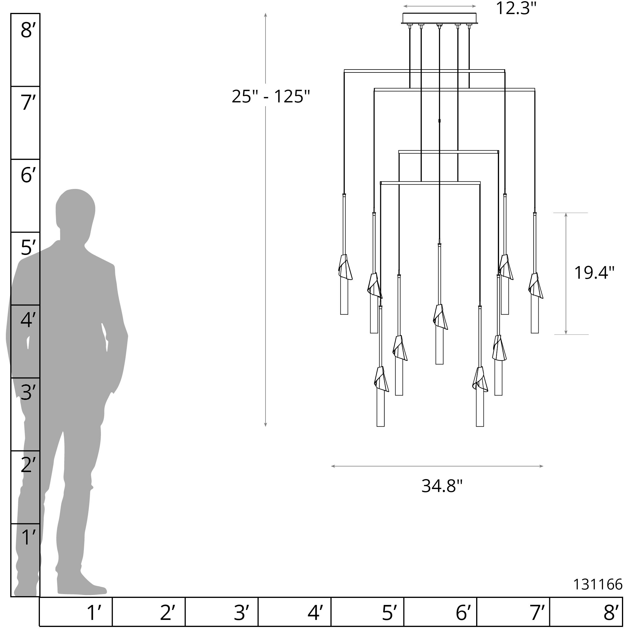 Lilium 10 Light 34.8 inch Ink Mobile Pendant Ceiling Light