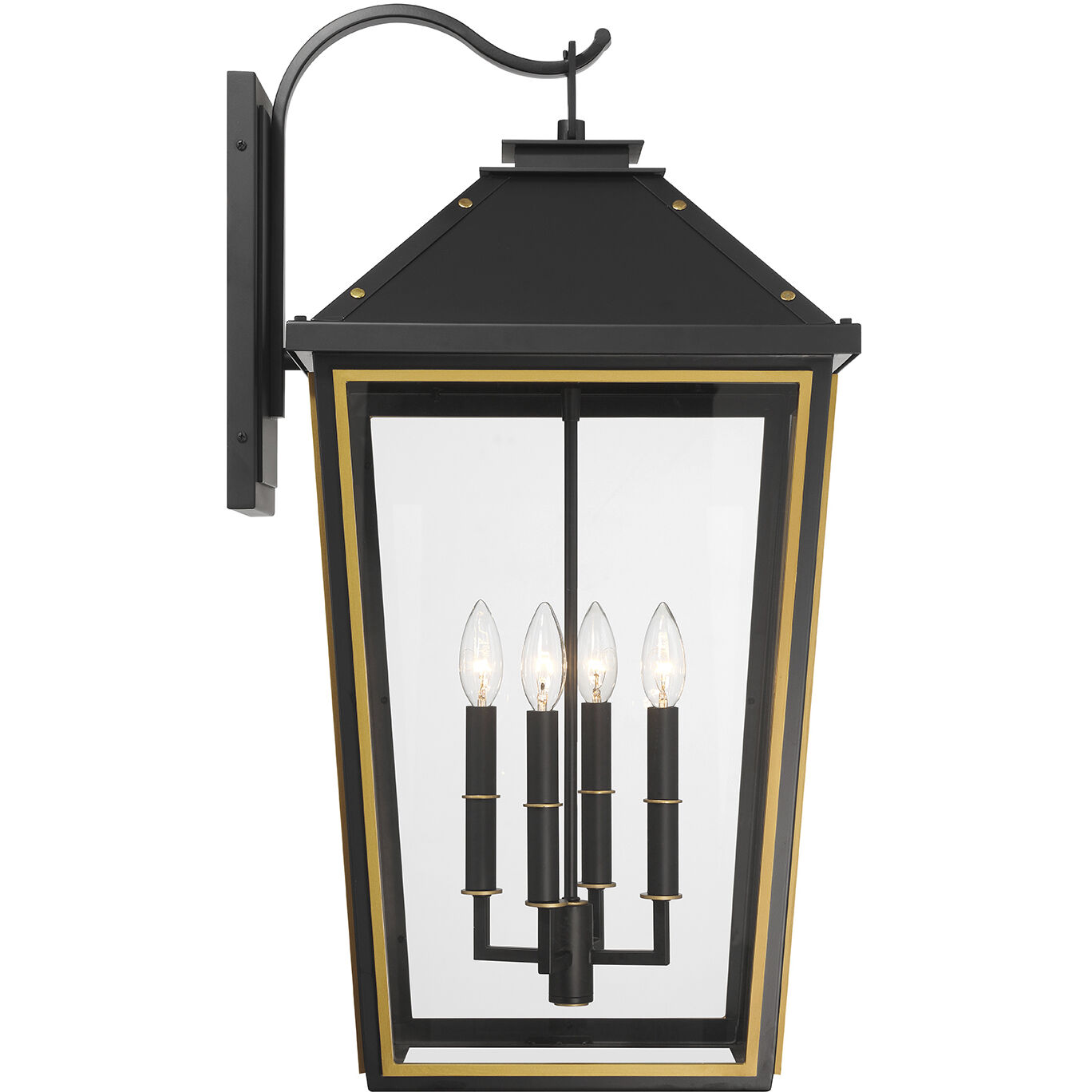 Hawkins 4 Light 29.75 inch Matte Black and Textured Gold Outdoor Sconce