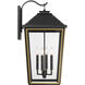 Hawkins 4 Light 29.75 inch Matte Black and Textured Gold Outdoor Sconce