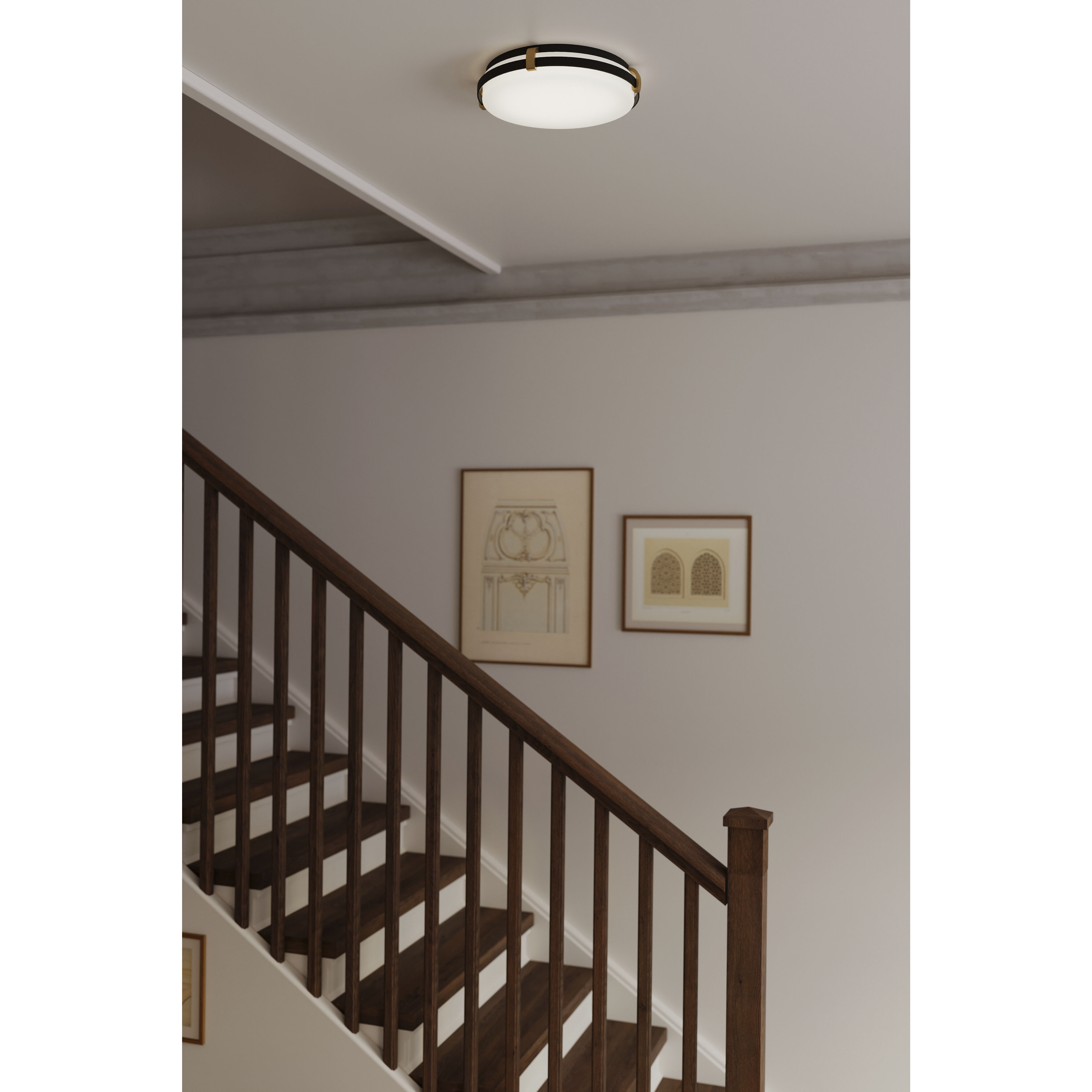 Arclume LED 14.75 inch Dark Matte Black and Legacy Brass Flush Mount Ceiling Light