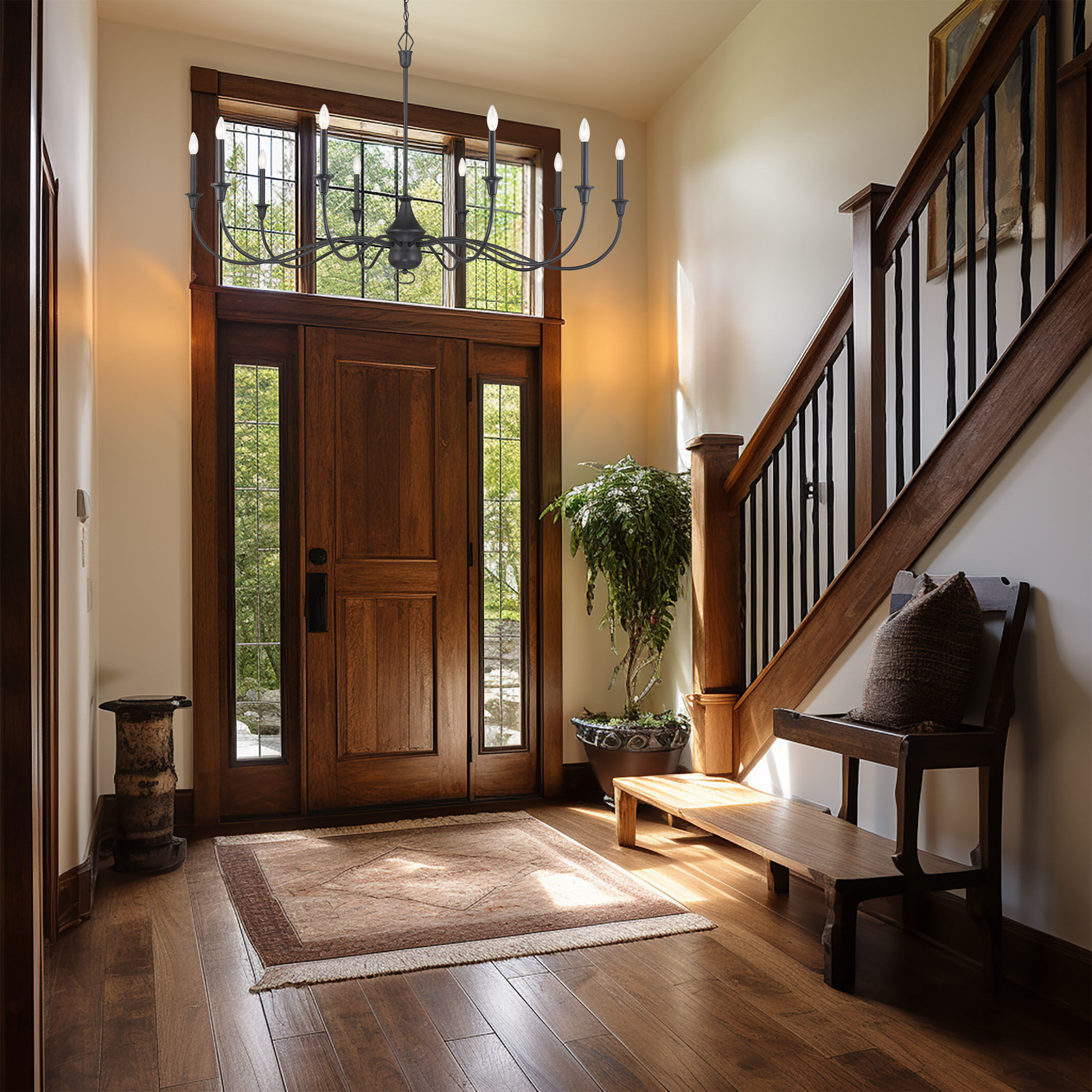 Halifax County 10 Light 58 inch Textured Coal Chandelier Ceiling Light