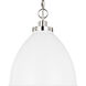 C&M by Chapman & Myers Wellfleet 1 Light 15.63 inch Matte White and Polished Nickel Pendant Ceiling Light in Matte White / Polished Nickel