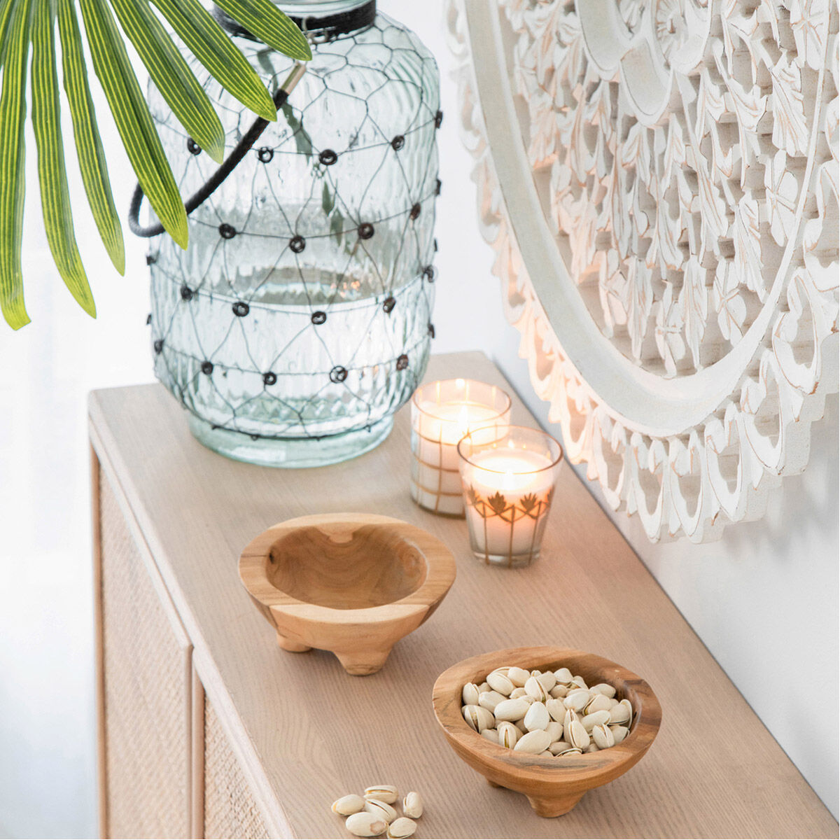 Teak 6 X 3 inch Bowls, With Legs, Set of 2