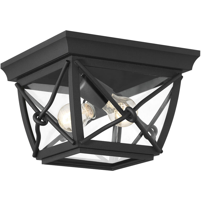 Belmont 2 Light 10 inch Black Outdoor Flushmount