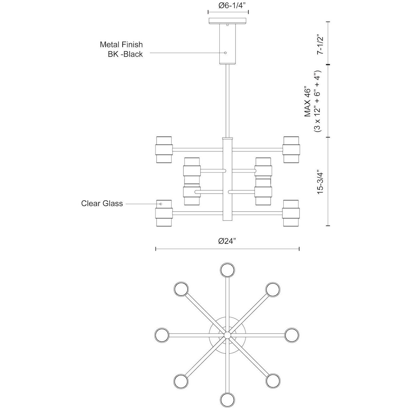 Copenhagen LED 24 inch Black Exterior Pendant