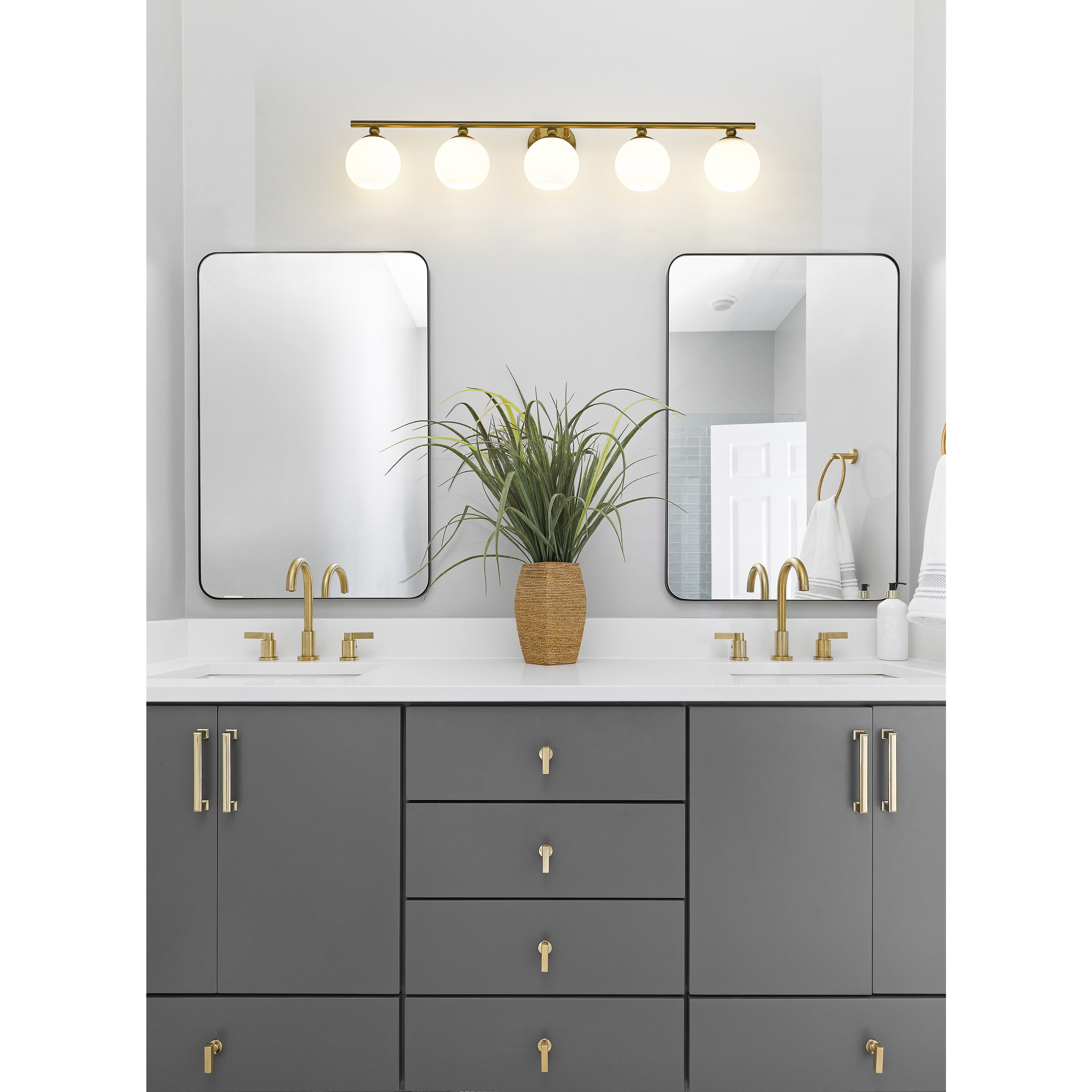 Neoma 5 Light 38.25 inch Modern Gold Vanity Wall Light