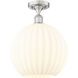 Ballston White Venetian 1 Light 12 inch Brushed Satin Nickel Semi-Flush Mount Ceiling Light