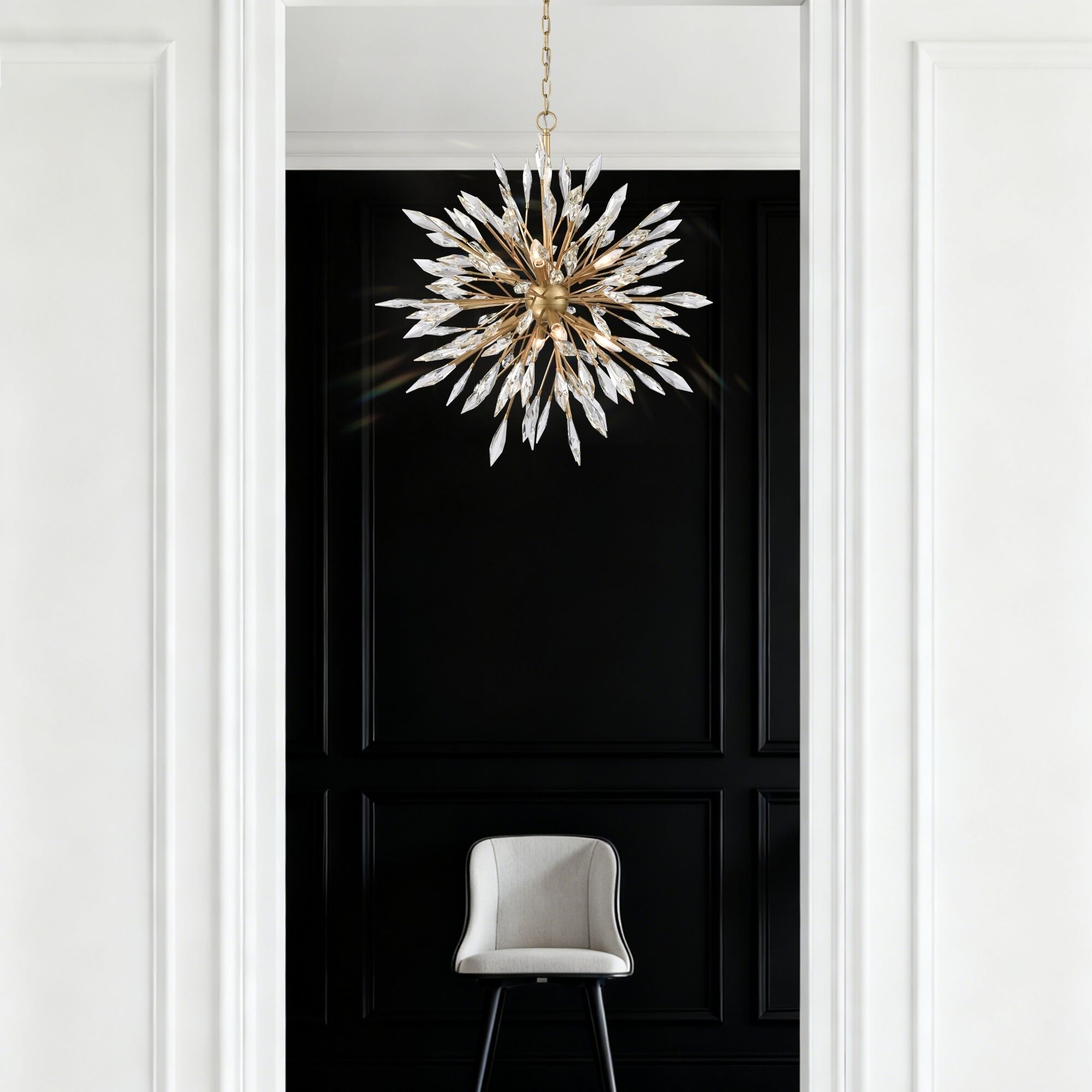 Crystal Fusion 8 Light 30 inch Peruvian Gold Chandelier Ceiling Light