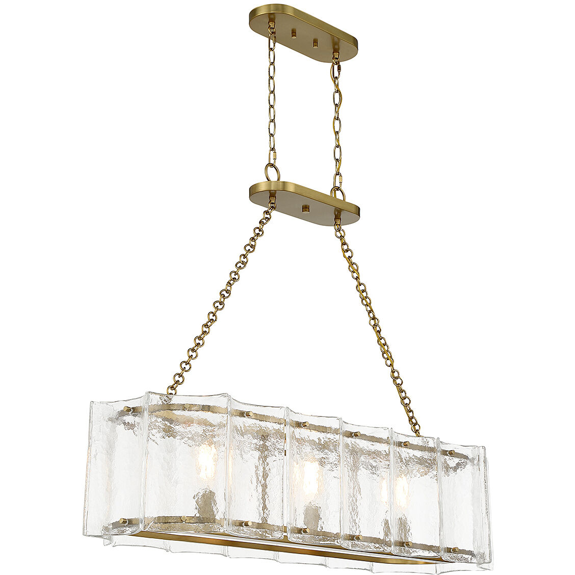Genry 3 Light 41 inch Warm Brass Linear Chandelier Ceiling Light