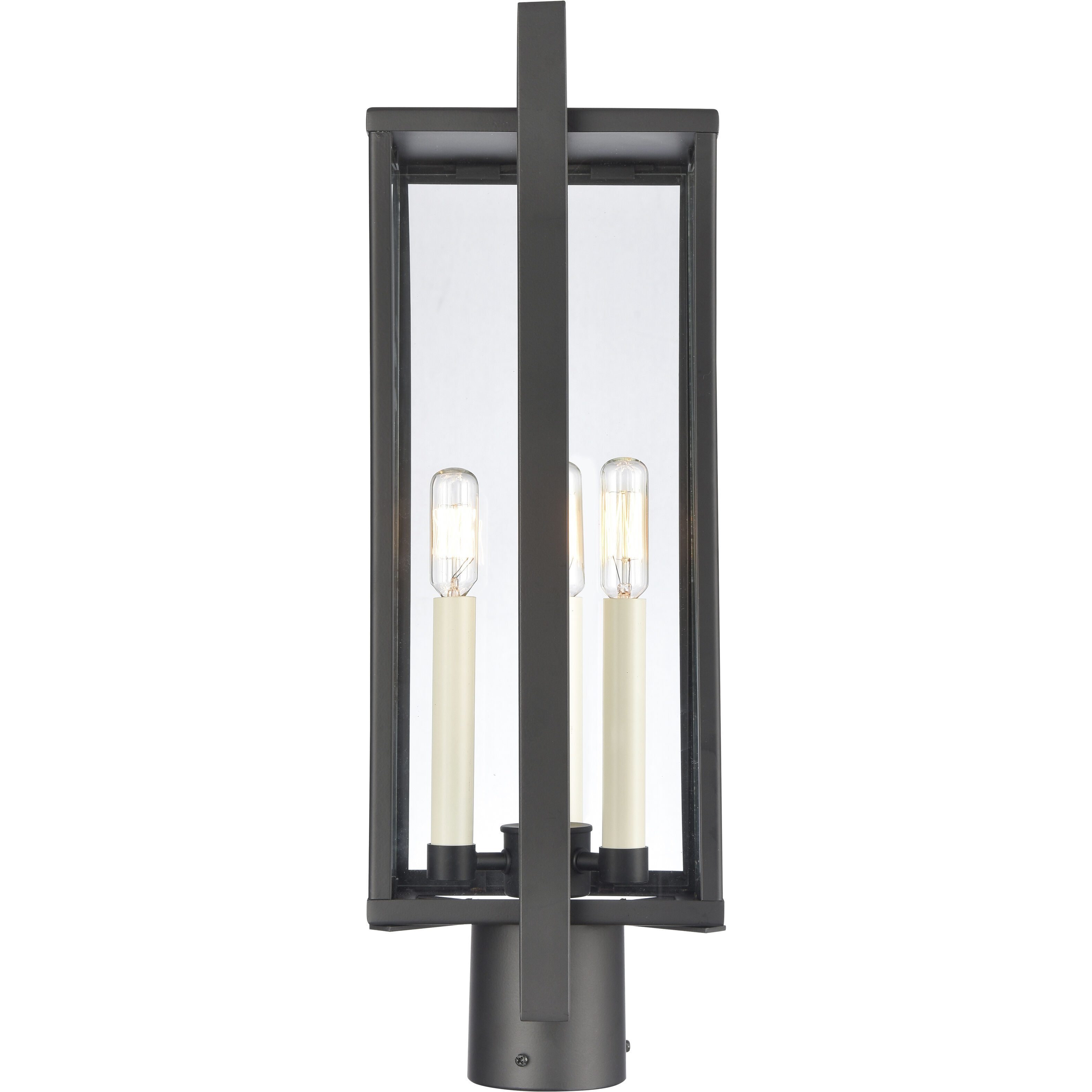 Gladwyn 3 Light 21.5 inch Matte Black with Off White Outdoor Post Light