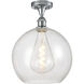 Edison Athens 1 Light 12 inch Brushed Satin Nickel Semi-Flush Mount Ceiling Light in Seedy Glass