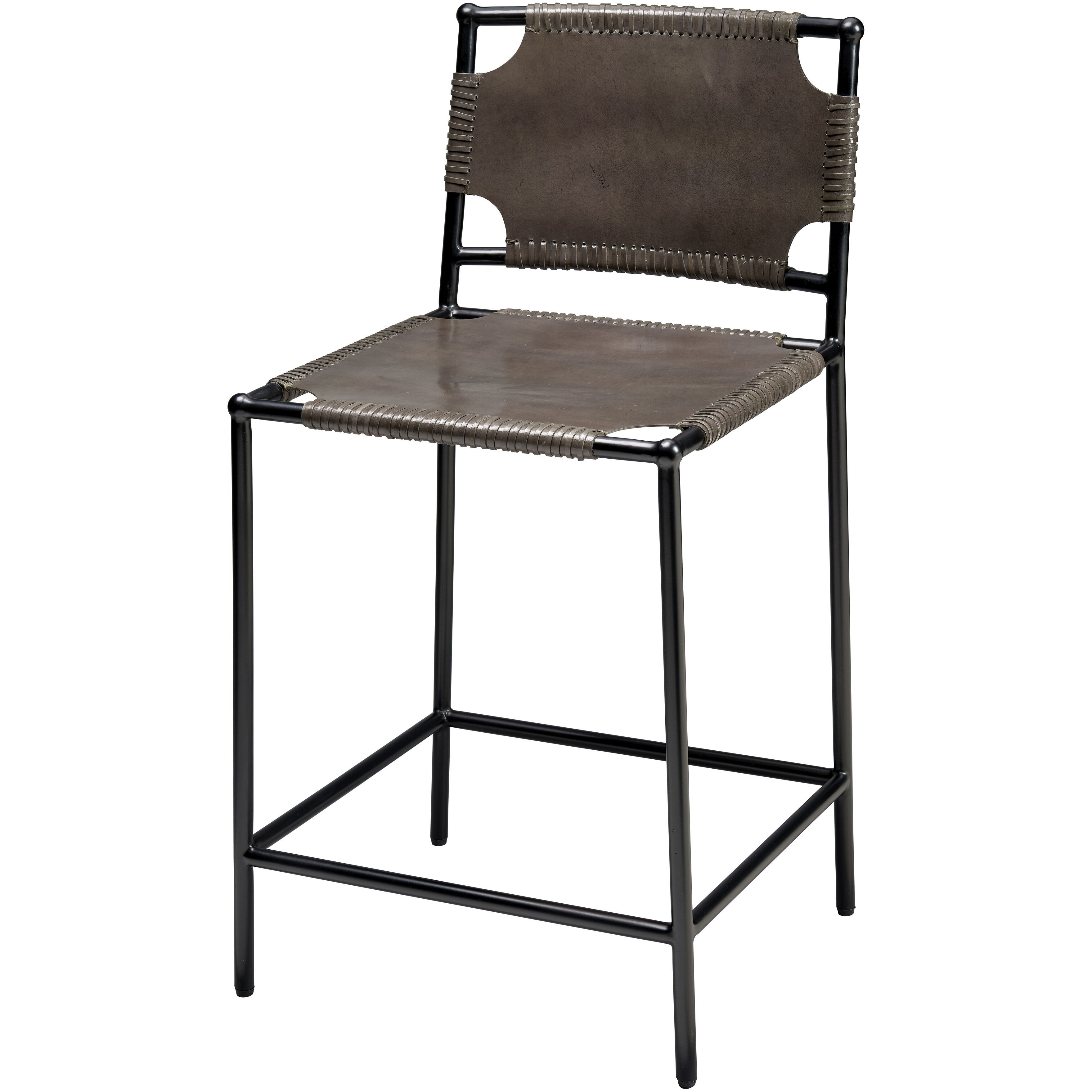 Asher 35 inch Black and Grey Leather Counter Stool