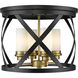 Malcalester 4 Light 15.75 inch Matte Black and Olde Brass Flush Mount Ceiling Light