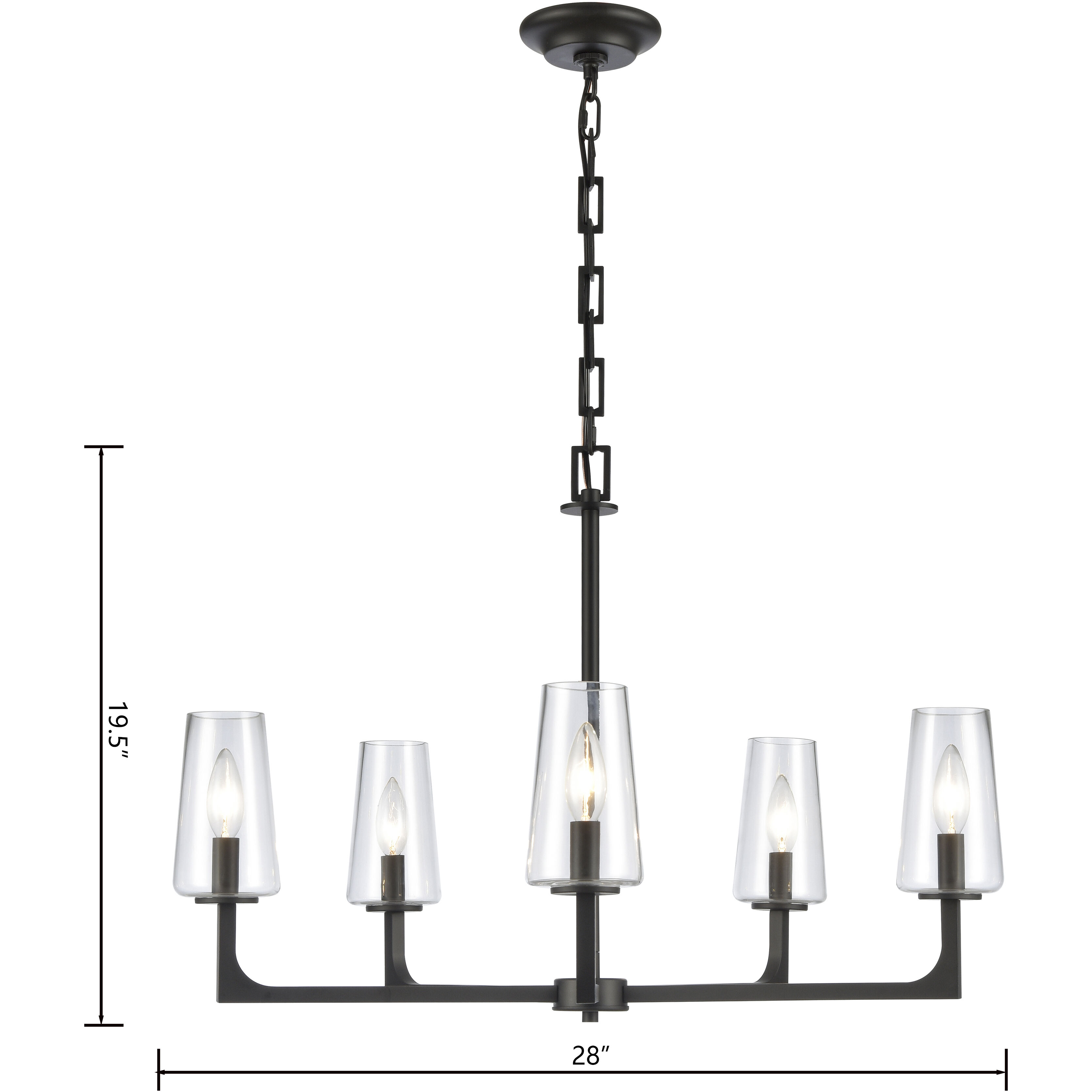 Fitzroy 5 Light 28 inch Matte Black Chandelier Ceiling Light