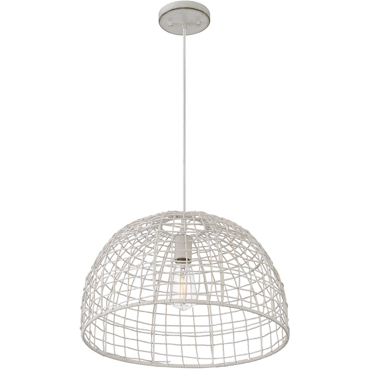 Bohemian 1 Light 18 inch White Rattan Pendant Ceiling Light