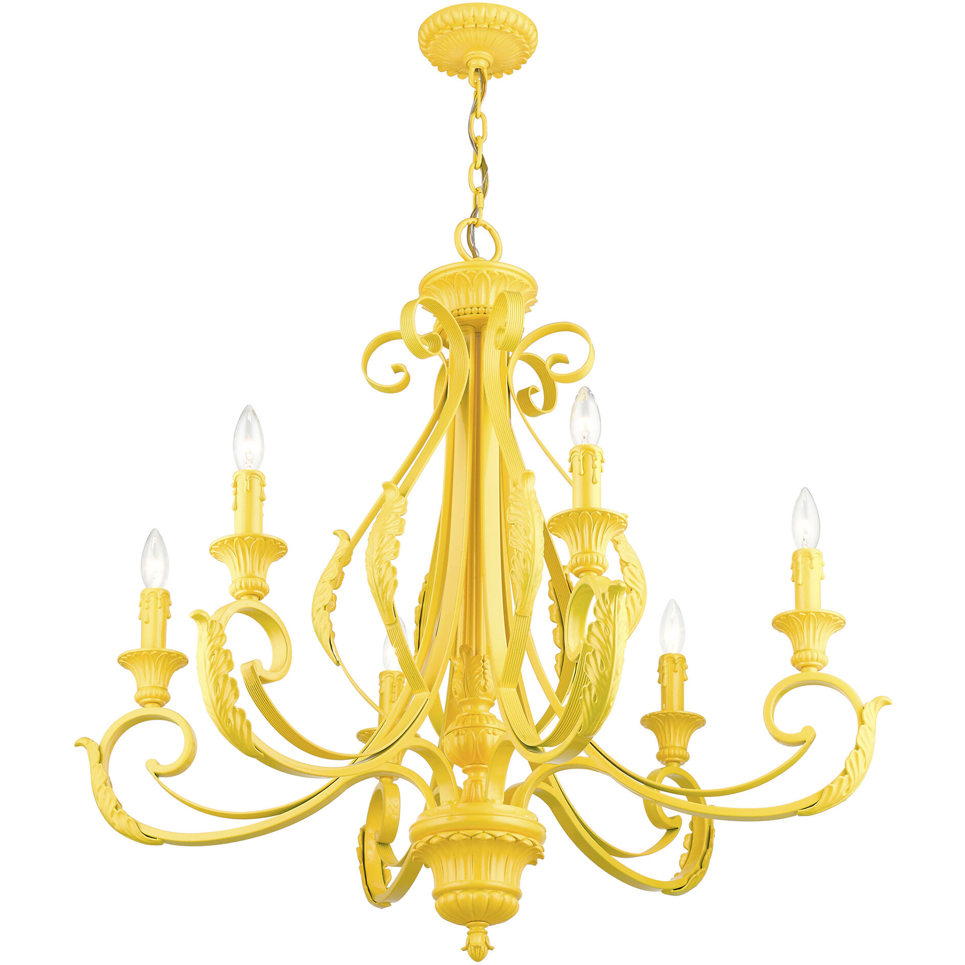 Valencia 6 Light 35 inch Shiny Yellow Large Chandelier Ceiling Light