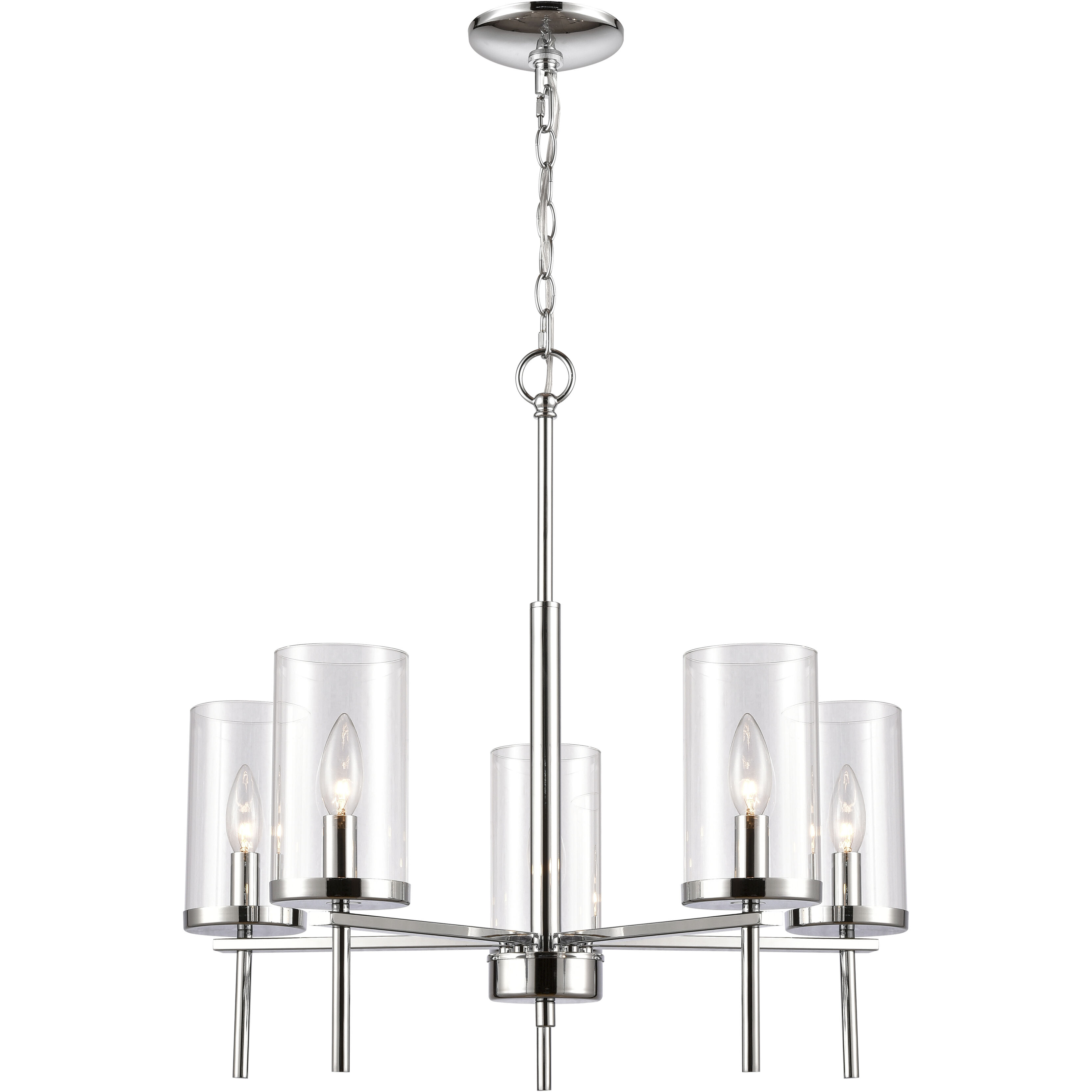 Oakland 5 Light 25 inch Chrome Chandelier Ceiling Light