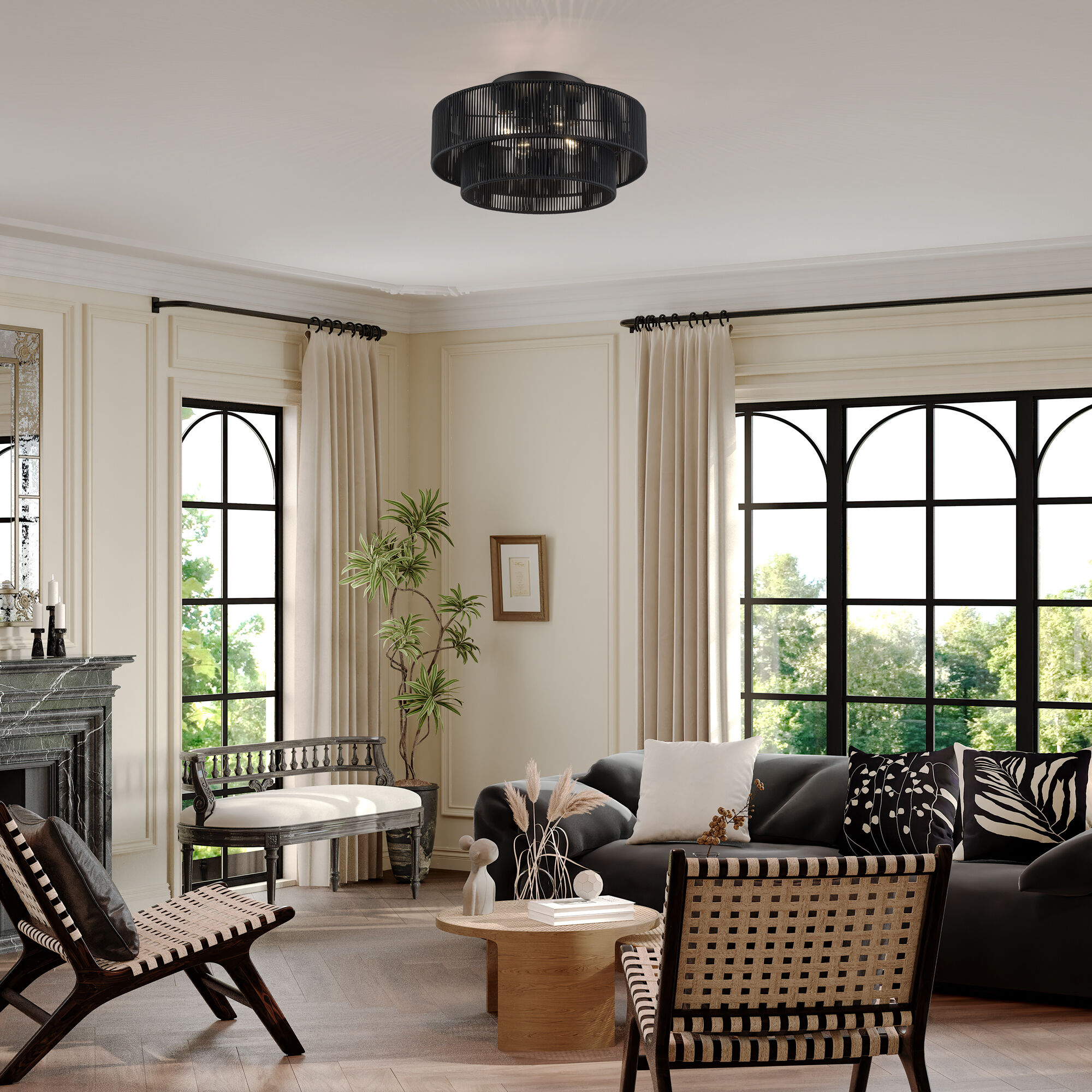 Acordia 4 Light 21 inch Black Semi Flush Mount Ceiling Light, Extra Large