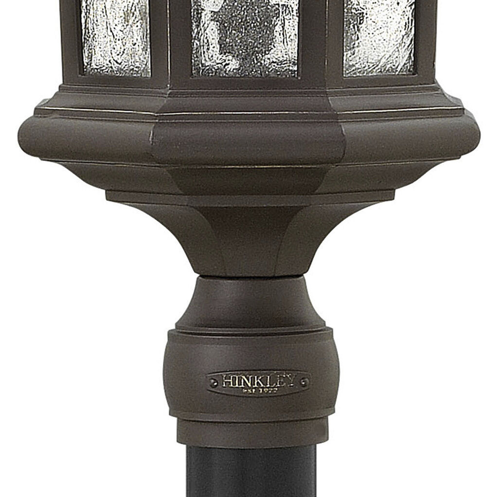 Estate Series Raley 4 Light 26.25 inch Oil Rubbed Bronze Outdoor Post Mount Lantern in Clear Seedy, Non-LED