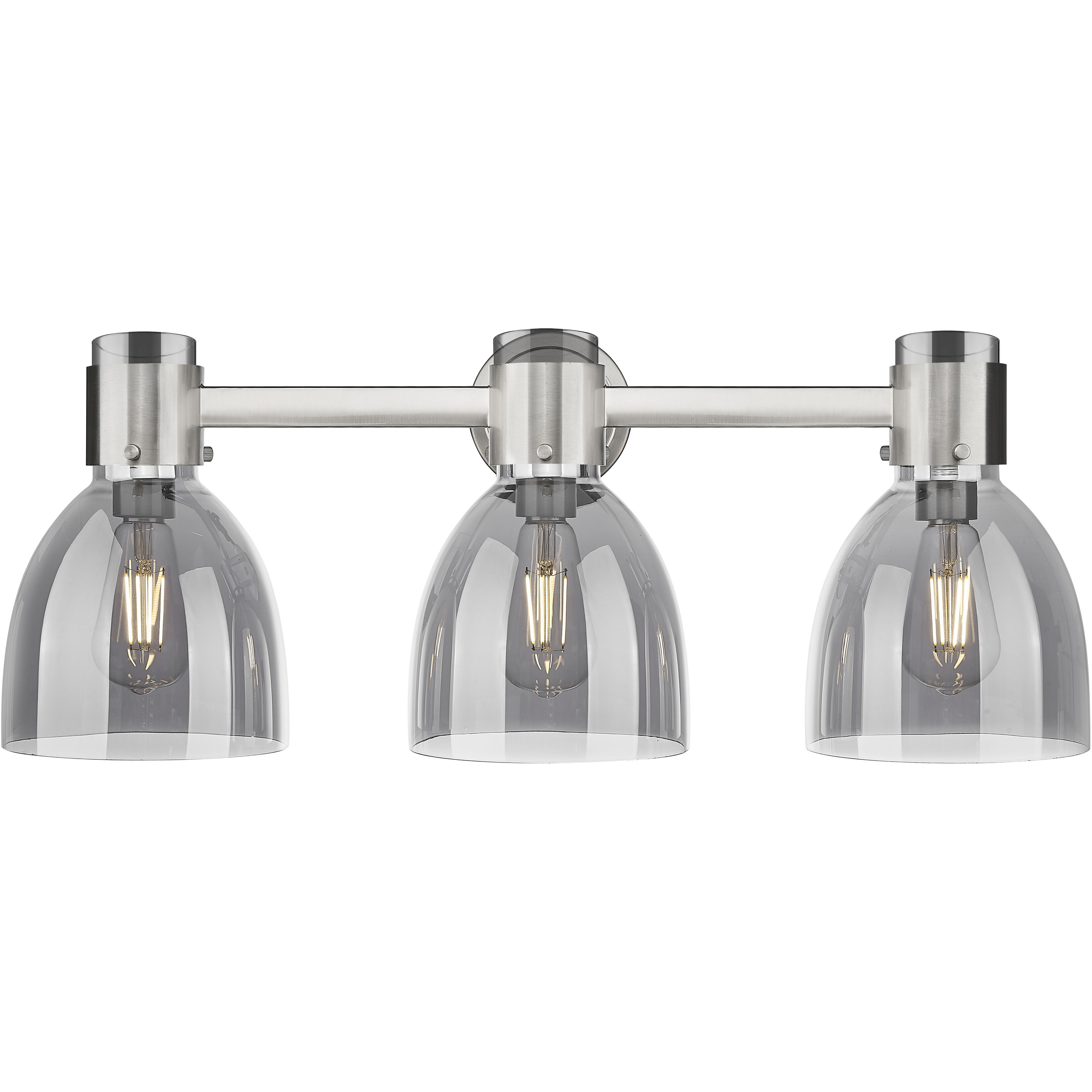 Lawton Bell 3 Light 24 inch Satin Nickel Bath Vanity Light Wall Light in Light Smoke Glass