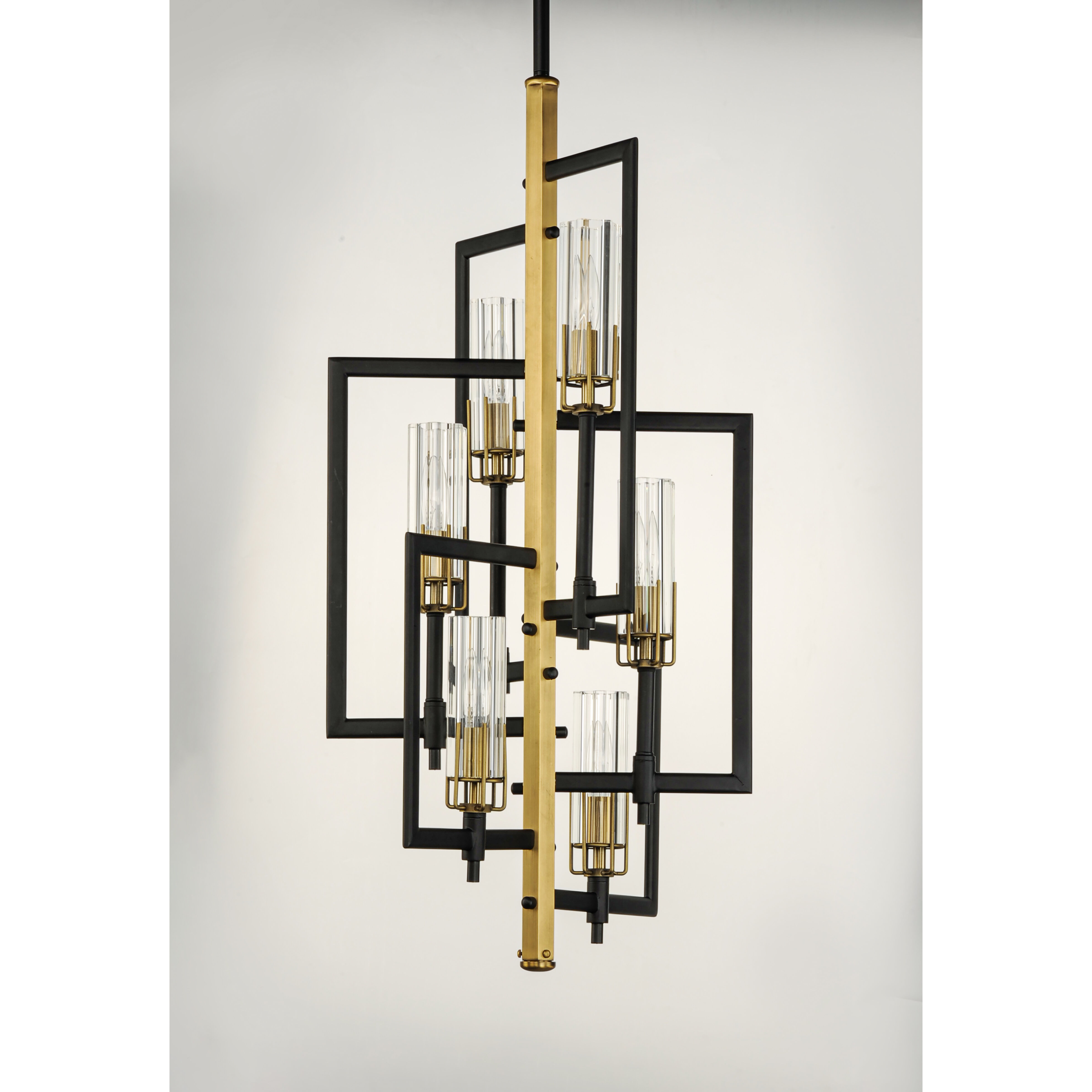 Flambeau 6 Light 14 inch Black/Antique Brass Chandelier Ceiling Light