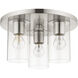 Zurich 3 Light 14 inch Brushed Nickel Flush Mount Ceiling Light