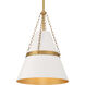 Springfield 1 Light 12 inch Legacy Brass and Off White Cream Pendant Ceiling Light
