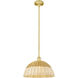 Edison Bristol Natural II 1 Light 15.75 inch Satin Gold Mini Pendant Ceiling Light