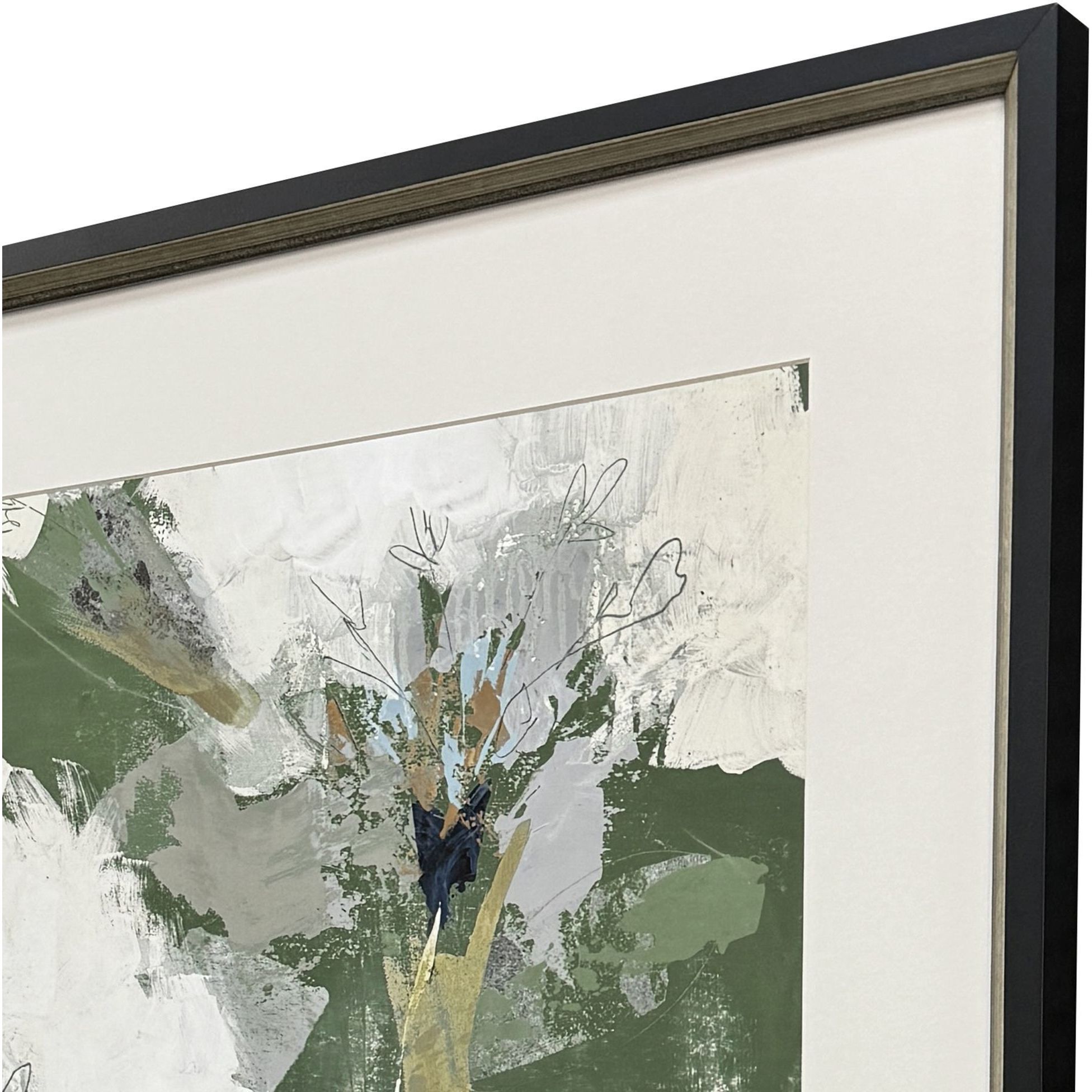 Starlight White and Green and Blue and Black Framed Art