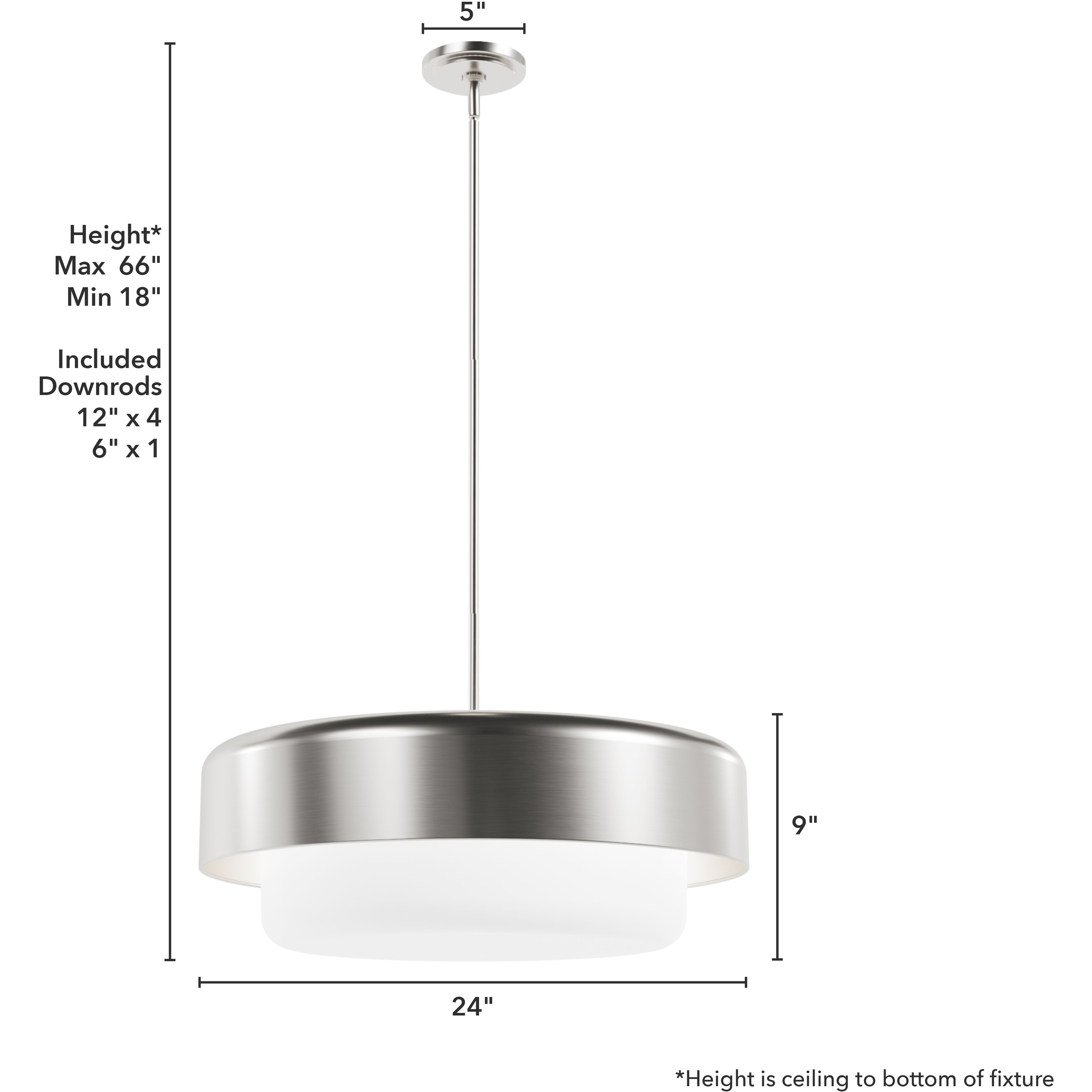 Station 4 Light 24 inch Brushed Nickel Pendant Ceiling Light, Large