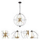 Loftin 6 Light 19 inch Oil Rubbed Bronze with Satin Brass Chandelier Ceiling Light