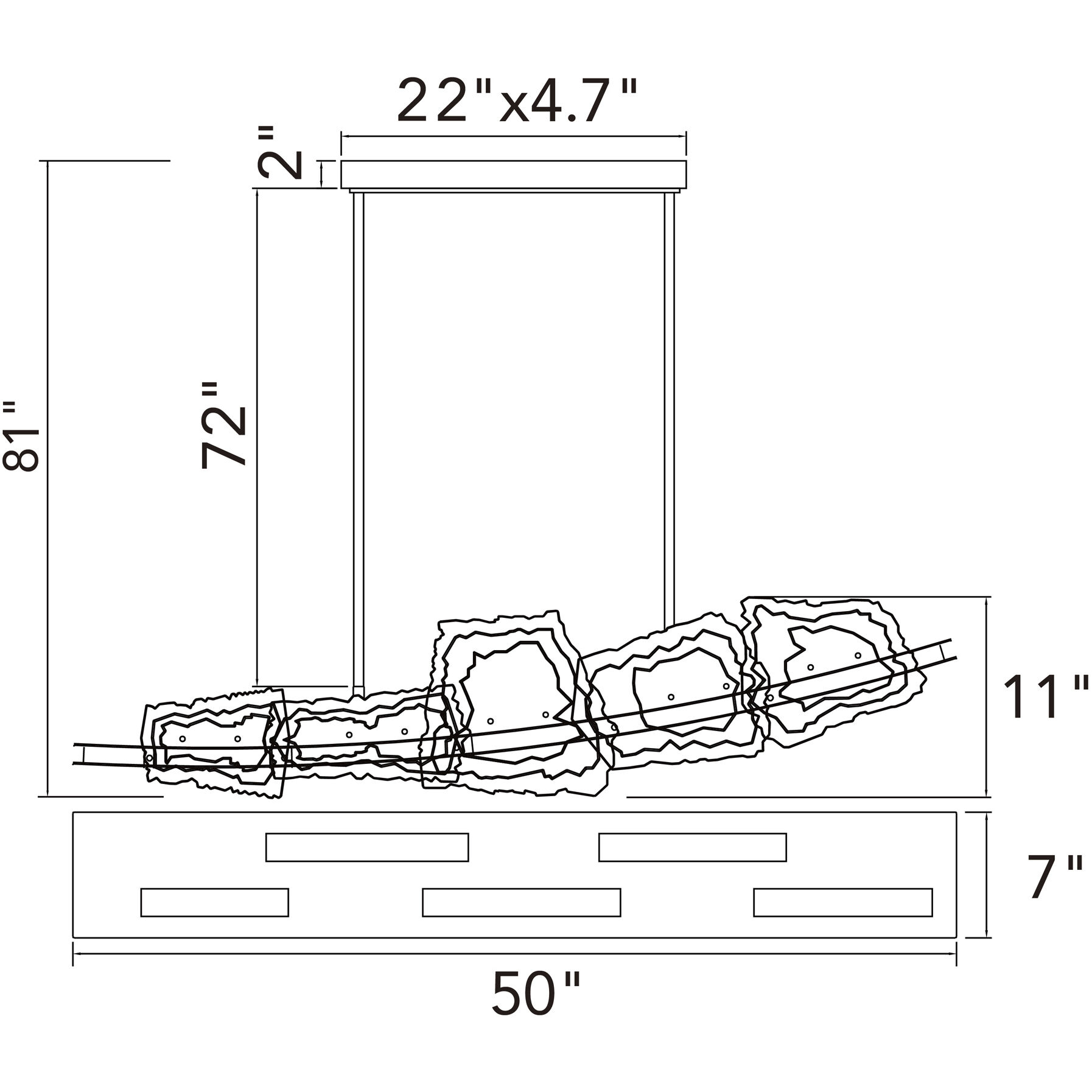 Arcus LED 50 inch Brass Chandelier Ceiling Light