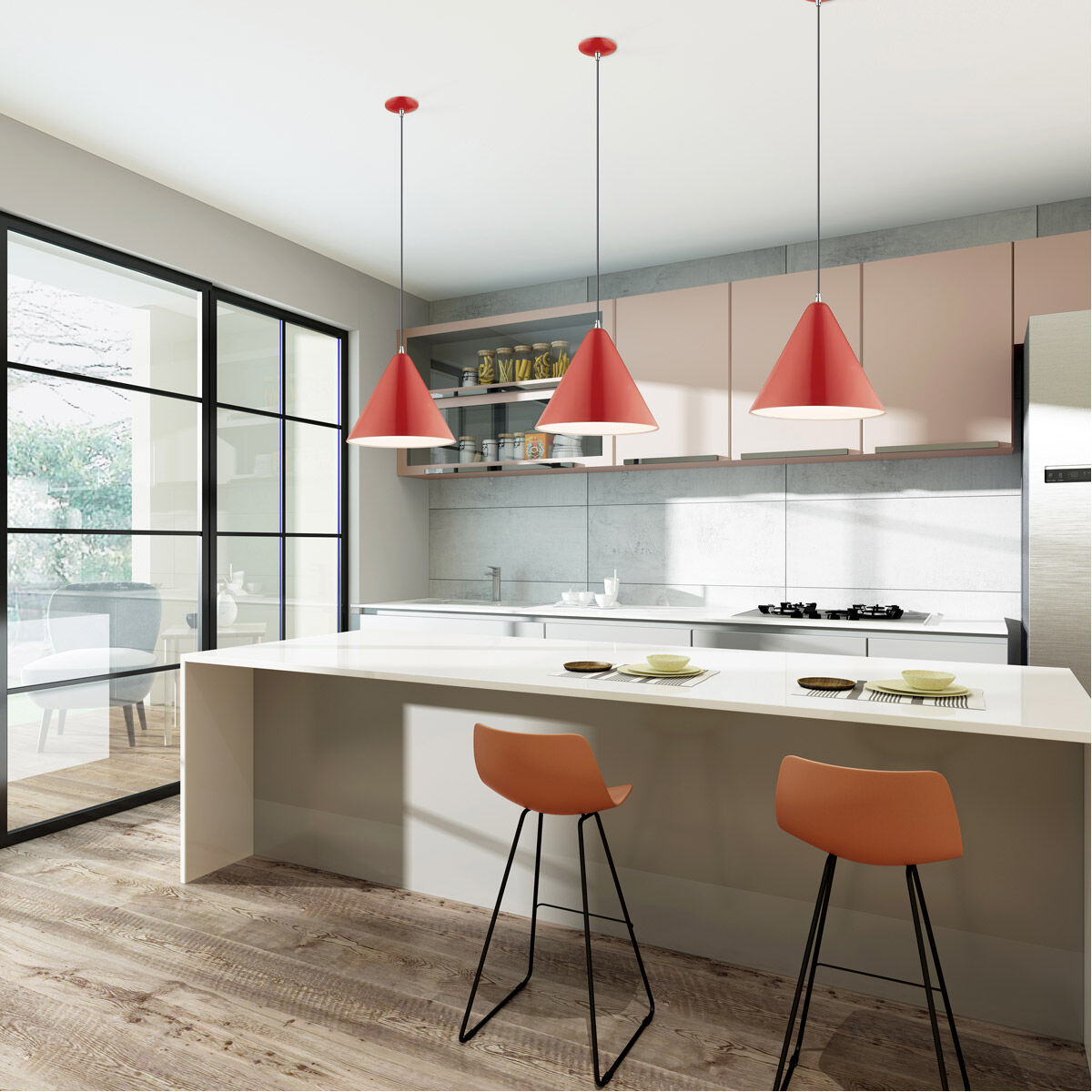 Allison 1 Light 14 inch Shiny Red Mini Pendant Ceiling Light