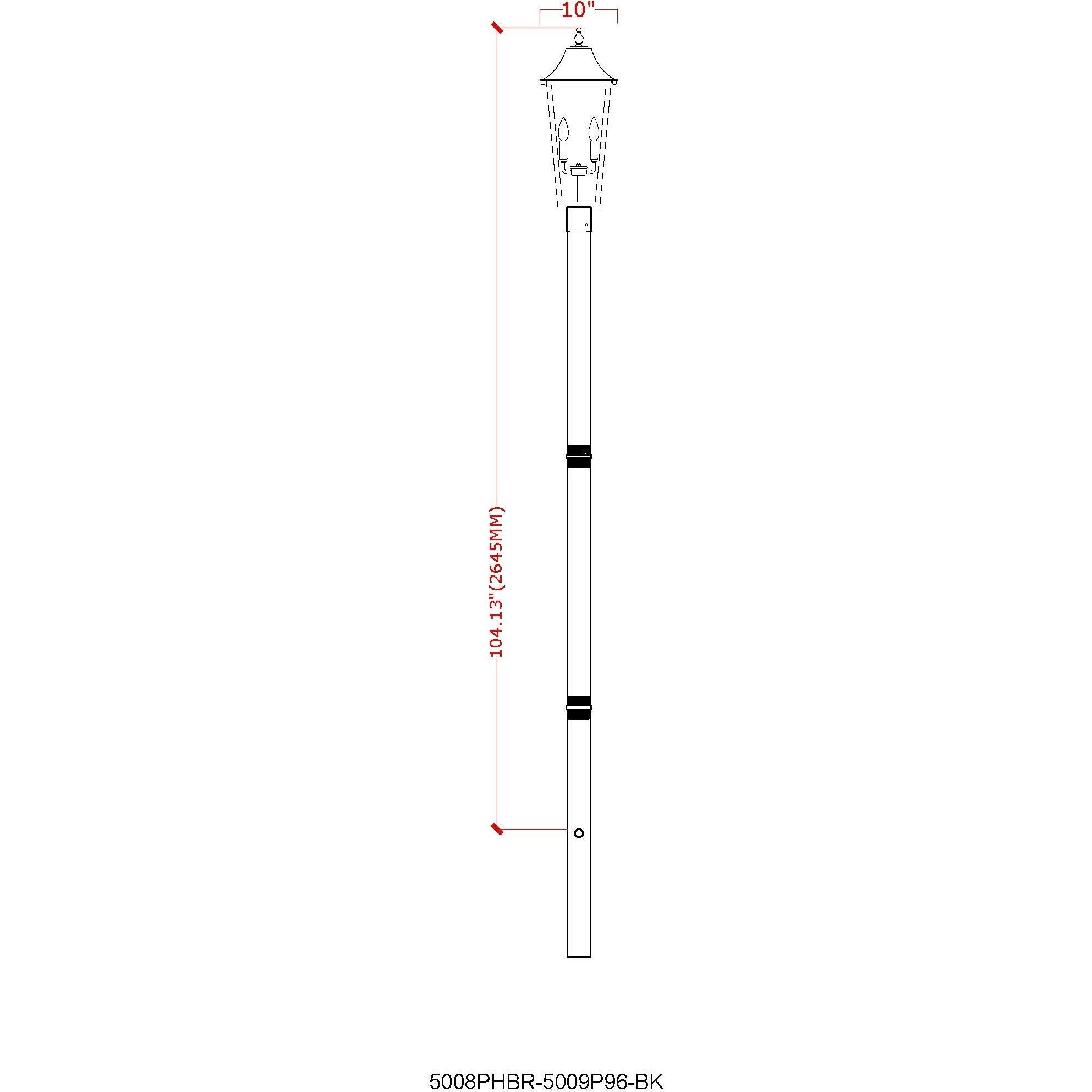 Gannon 3 Light 120.75 inch Black Outdoor Post Mounted Fixture