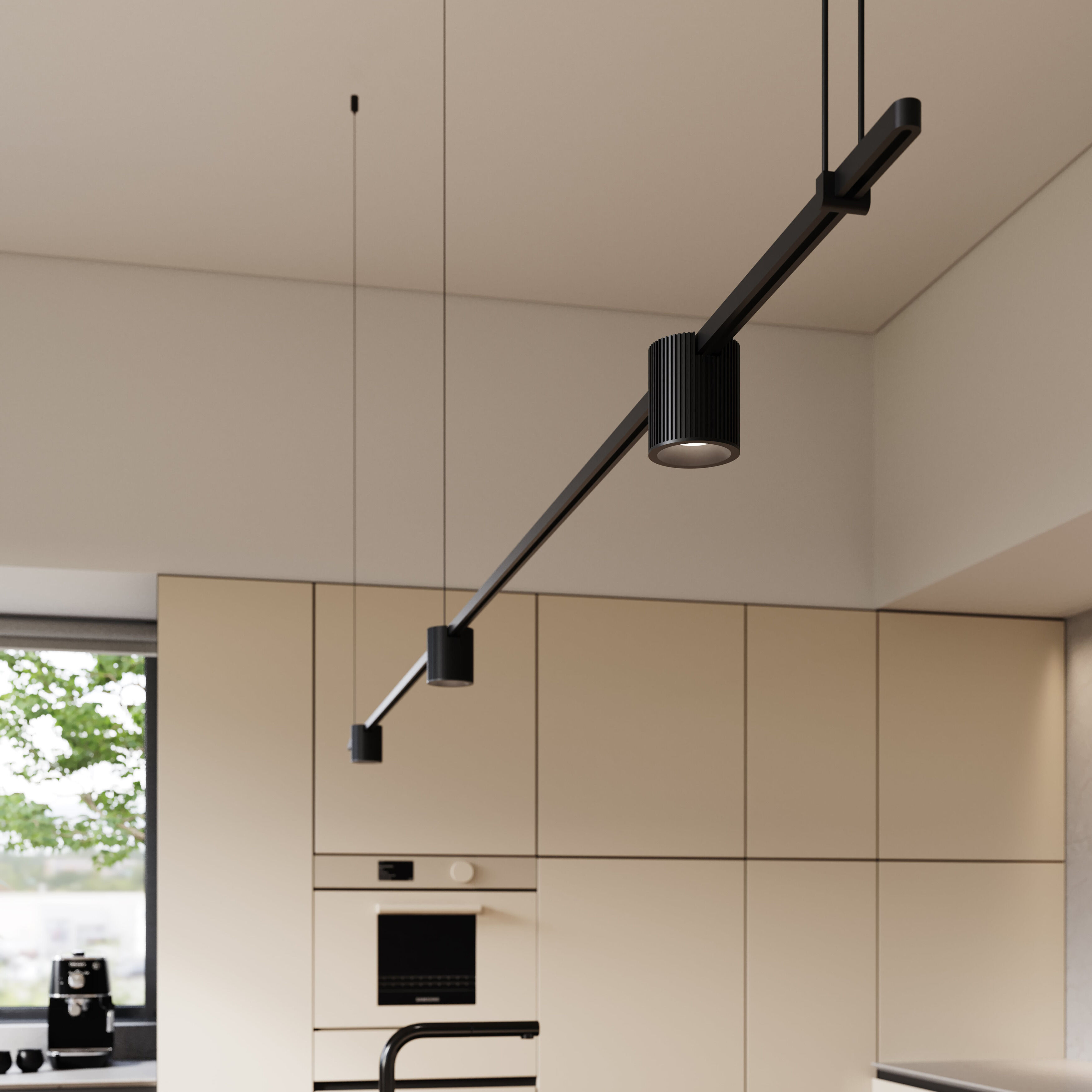 Suspenders LED 97 inch Satin Black Suspension Ceiling Light